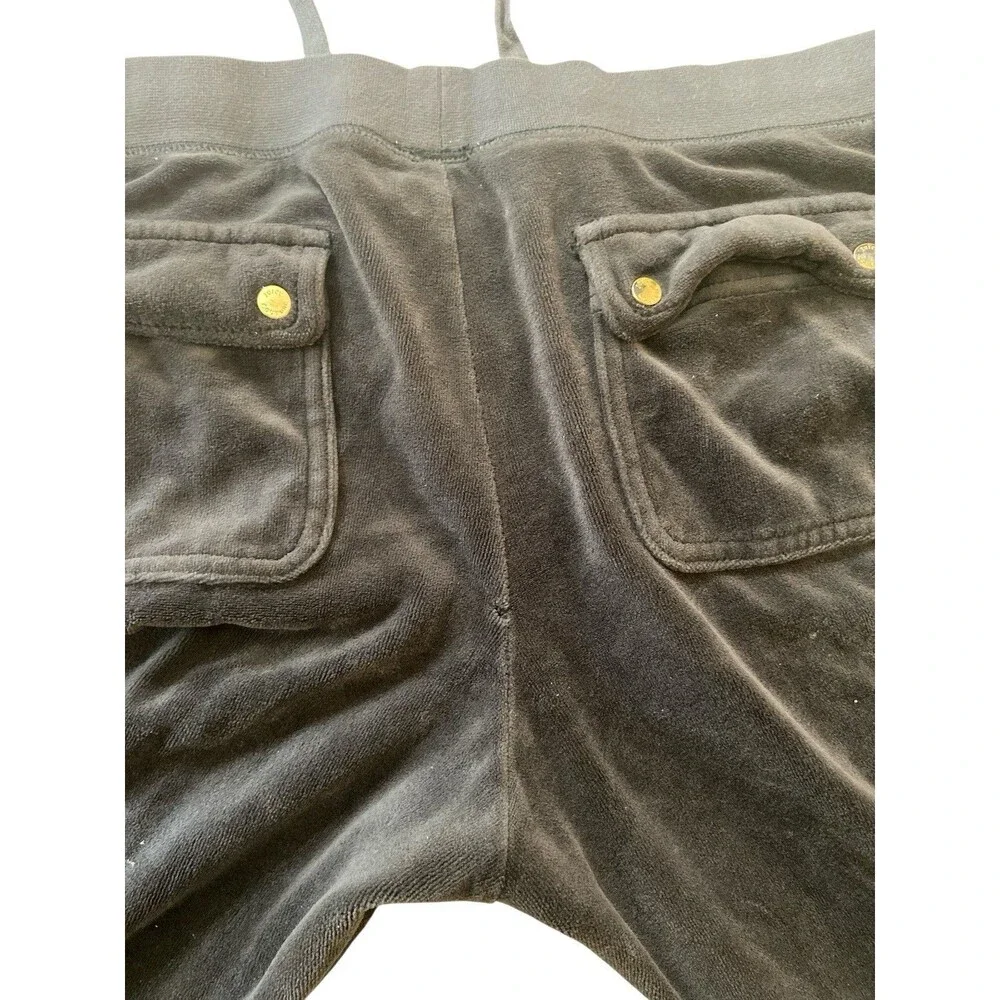Juicy Couture‎ Women’s Velour Tracksuit Set Black Hoodie Pants Size L Vintage - Picture 15 of 16